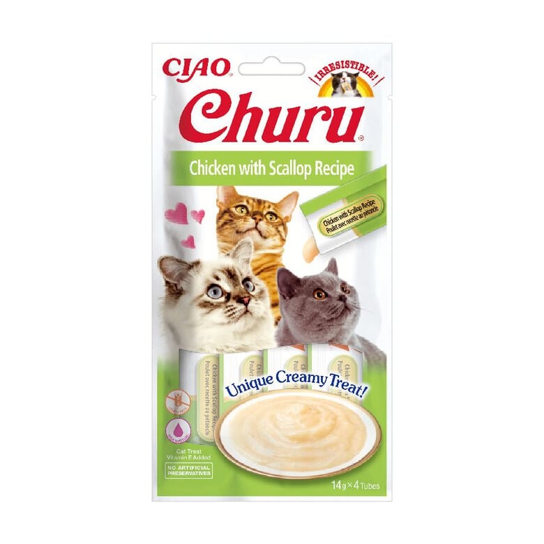 Churu Golosina Húmeda de Pollo con Vieira para Gatos 4x14 gr