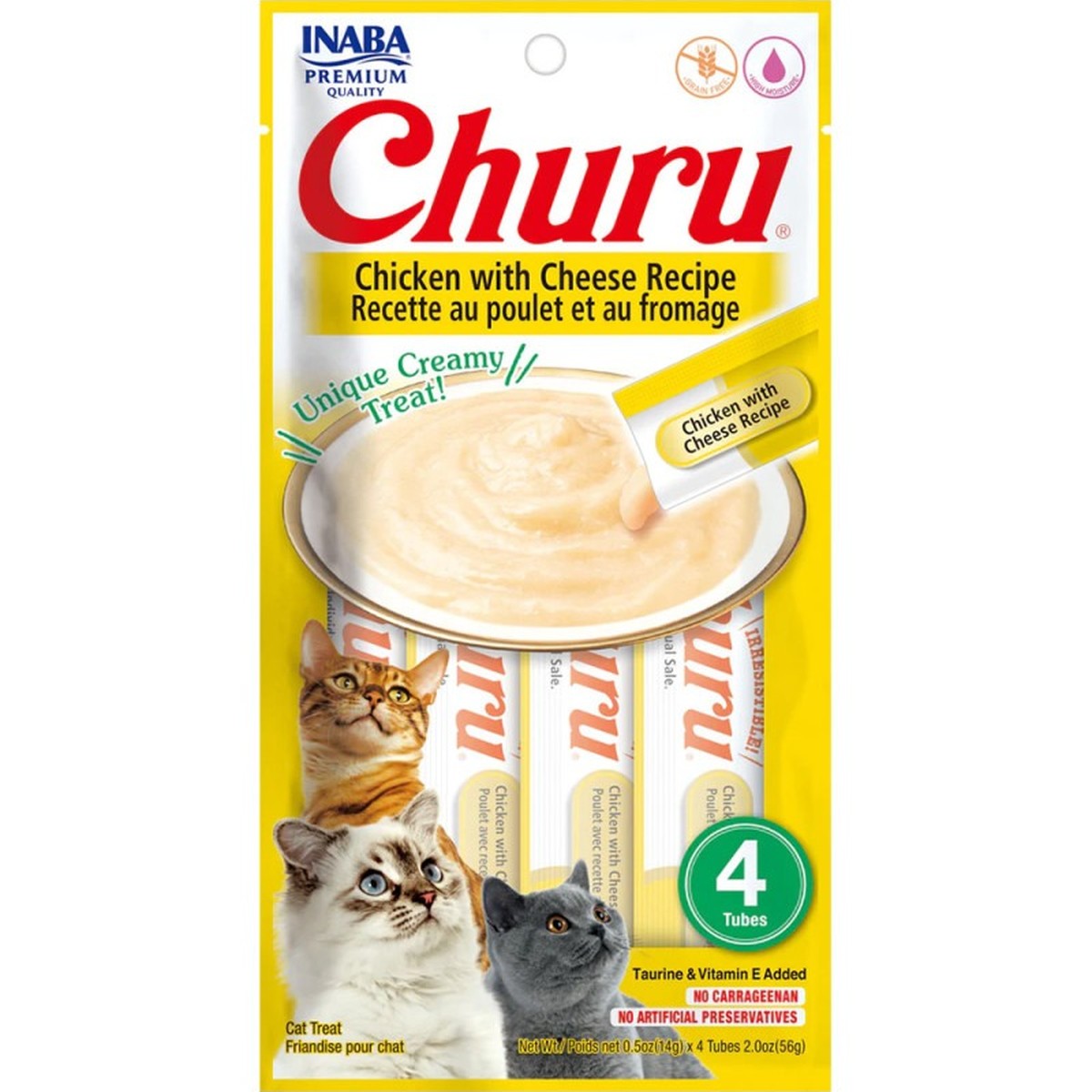 Churu Golosina Húmeda para Gatos de Pollo con Queso 4x14 gr