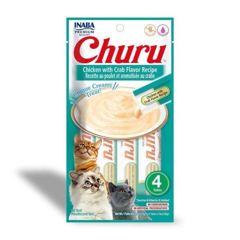 Churu Golosina Húmeda para Gatos de Pollo y Cangrejo 4x14 gr