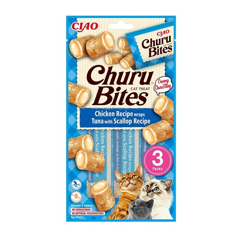 Churu Bites Receta de atún con Vieira para Gatos 3x10 gr