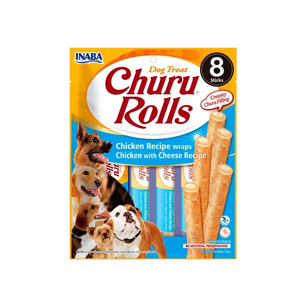 Churu Dog Rolls Receta de Pollo con Queso 8x12 gr