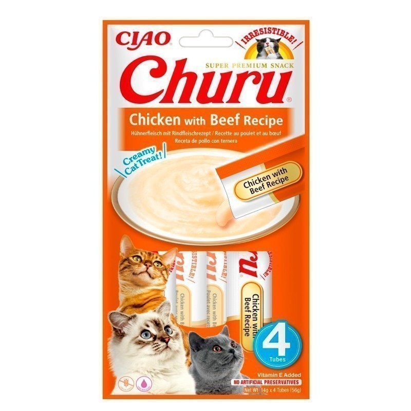 Churu Golosina Húmeda de Pollo con Buey 4x14 gr