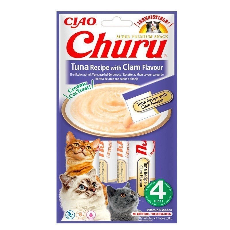 Churu Golosina Húmeda de Atún con Almeja 4x14 gr