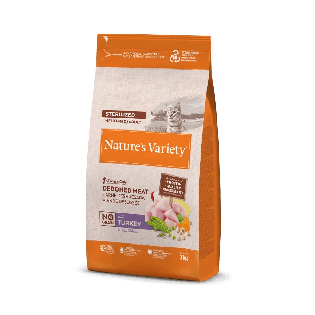 Natures Variety No Grain Cat Sterilized Pavo 3 kg