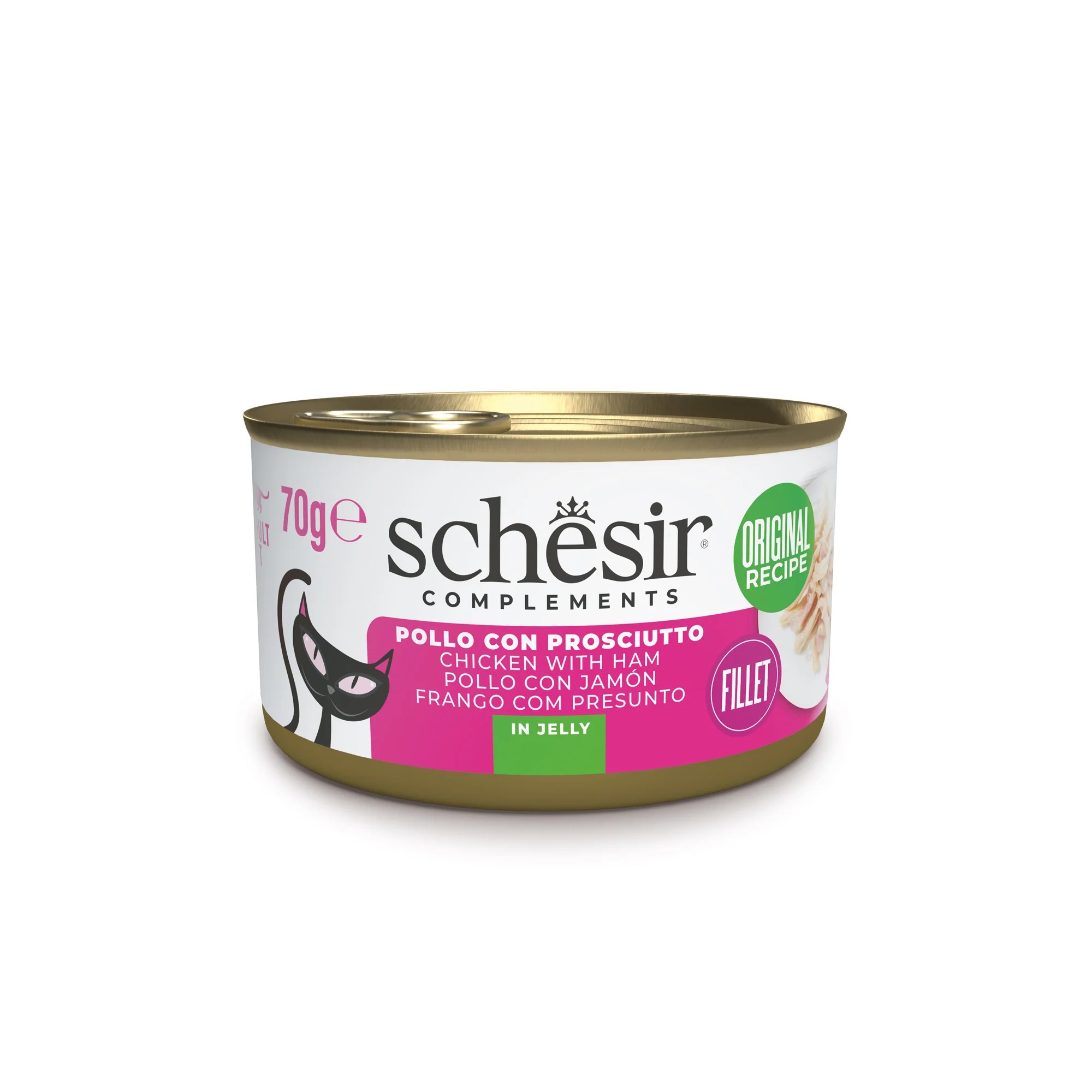SCHESIR Gato Pollo con Jamón en Gelatina 70 gr