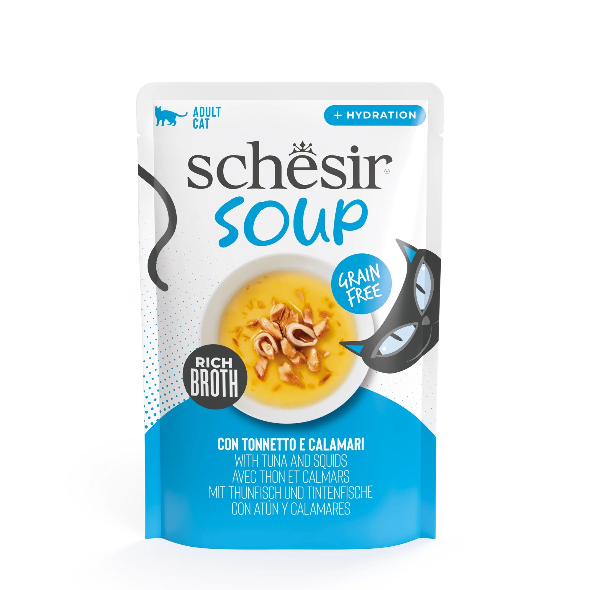 SCHESIR Gato Soup Atún Salvaje y Calamares 40 gr bolsita