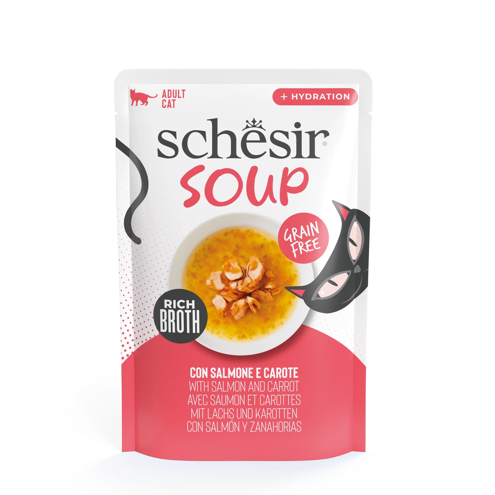 SCHESIR Gato Soup Salmón y Zanahorias 40 gr bolsita