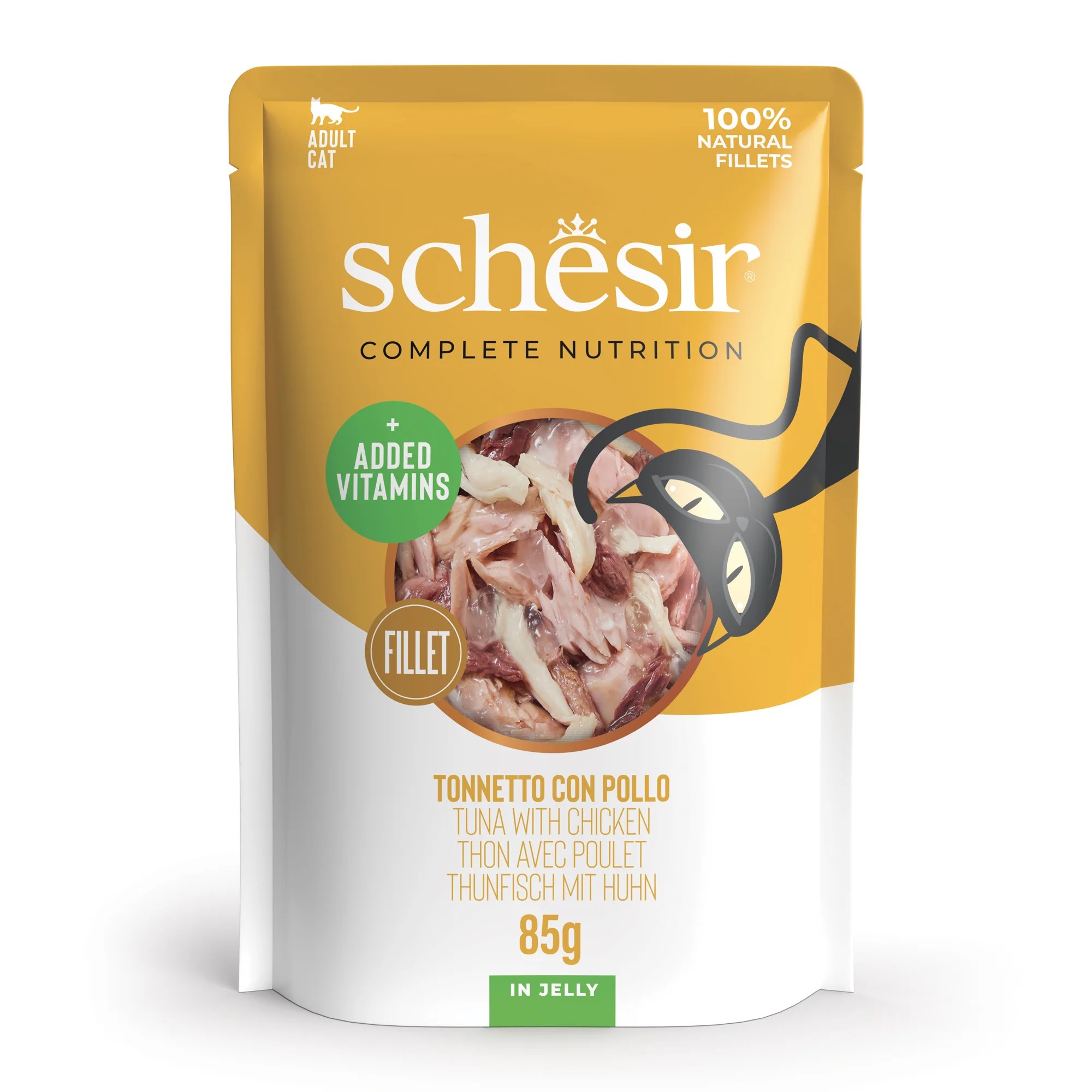 SCHESIR Gato Atún con Pollo en Gelatina 85 gr bolsita