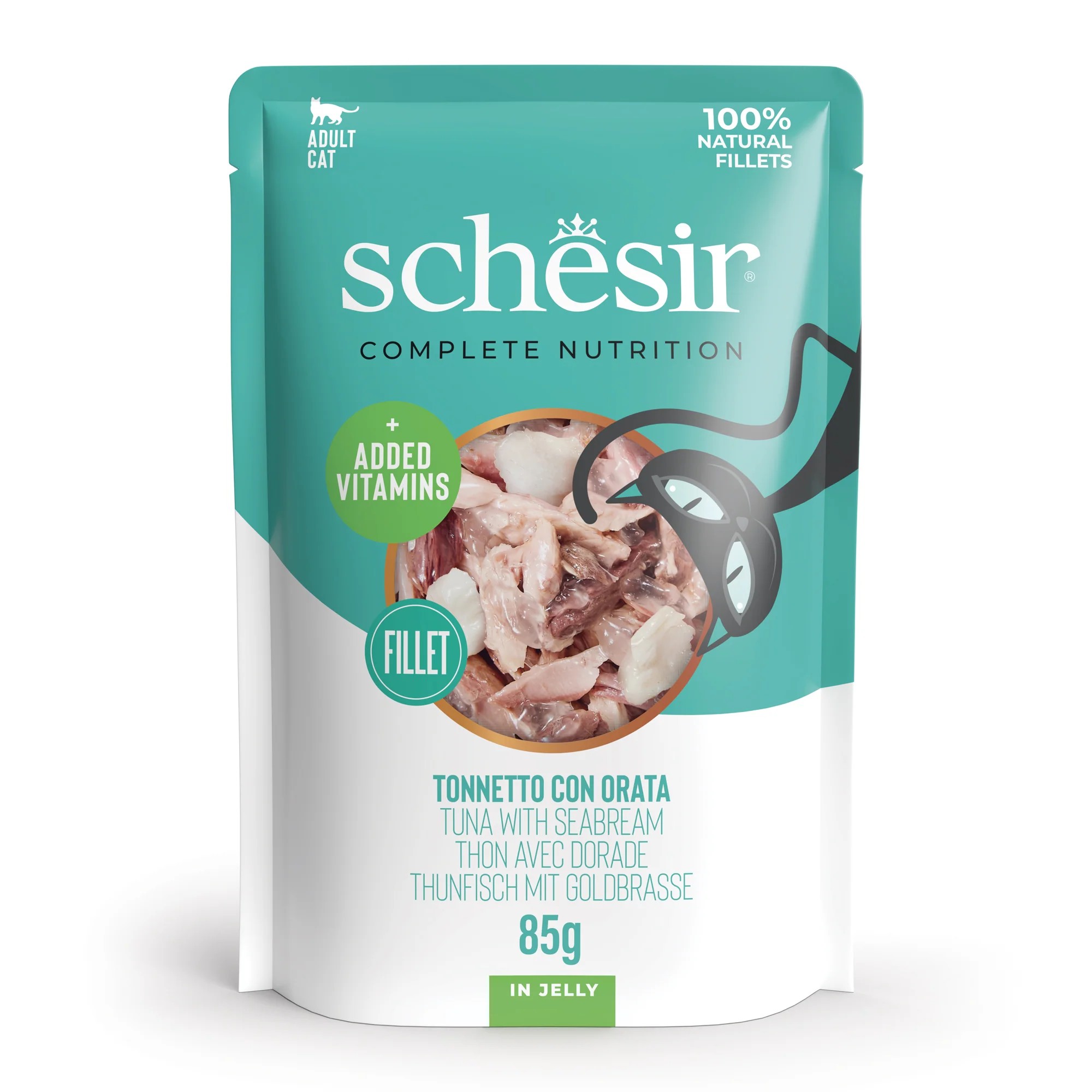 SCHESIR Gato Atún con Dorada en Gelatina 85 gr bolsita