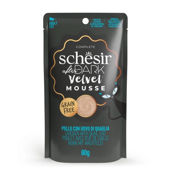 Schesir Gato After Dark Velvet Mousse Pollo con Huevo de Codorniz 80 gr
