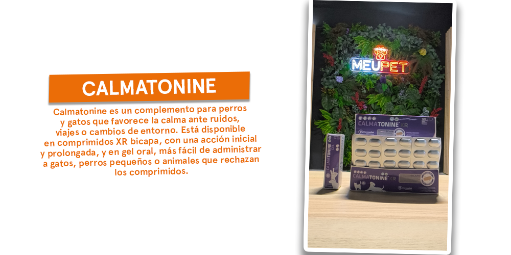 Calmatonine es un complemento para perros
y gatos que favorece la calma ante ruidos